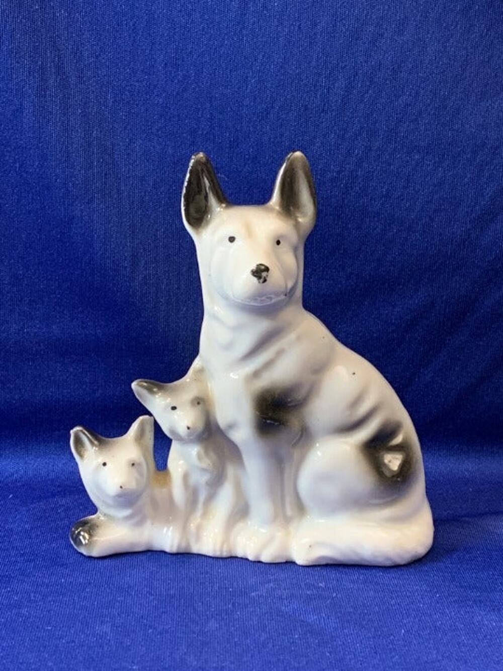 Vintage Porcelain German Shephard with Puppies Figurine Japan
